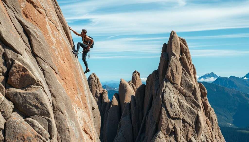 Generate an image of Nalle Hukkataival climbing "Burden of Dreams"