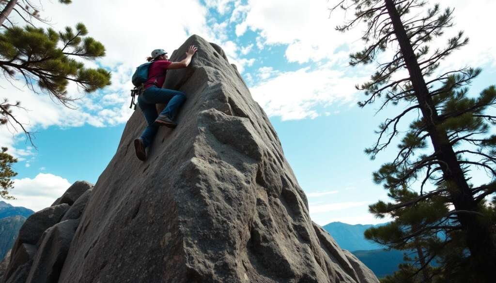 Generate an image of Shawn Raboutou climbing "Alphane" or "Megatron"